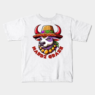 Mardi Gras Cow Kids T-Shirt